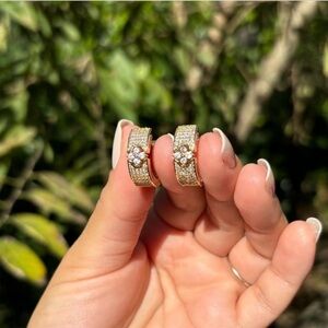 18K Gold Plated Stainless Steel Diamond Hoop Earrings